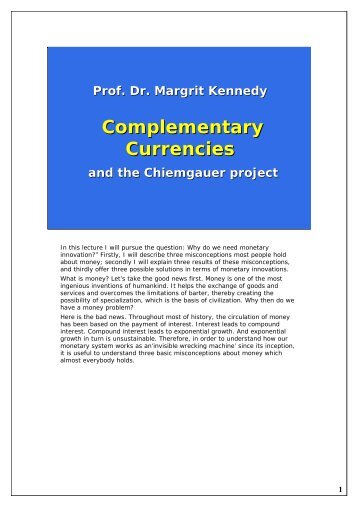 Complementary Currencies - Prof. Dr. Margrit Kennedy