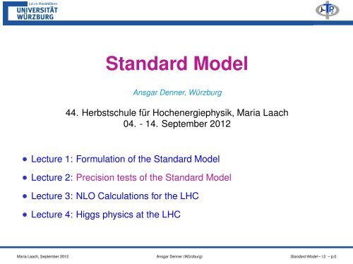 Standard Model - Herbstschule Maria Laach