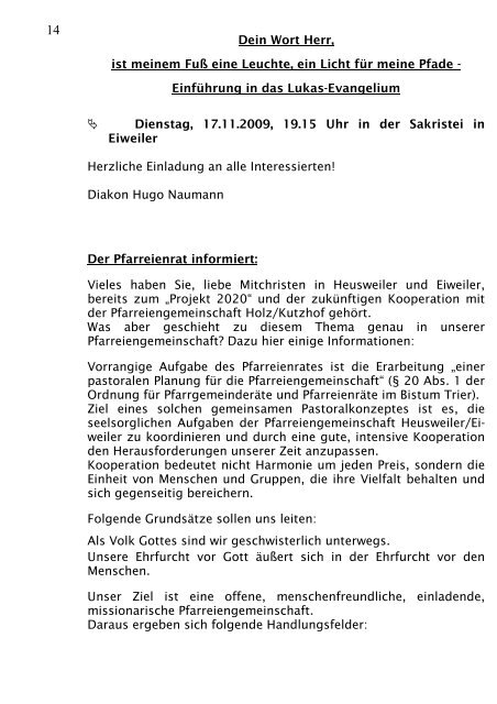 Gemeinsamer Gemeinsamer Pfarrbrief Pfarrbrief der Pfarreien ...