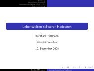 Lebenszeiten schwerer Hadronen - Herbstschule Maria Laach