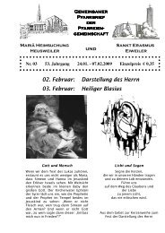 02. Februar: Darstellung des Herrn 03. Februar: Heiliger Blasius