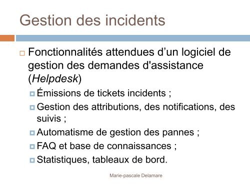 Gestion des incidents