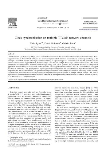 Clock synchronisation on multiple TTCAN network channels