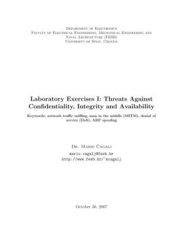 Laboratory Exercises I: Threats Against Confidentiality, Integrity and ...
