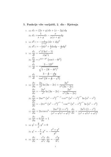 5. Funkcije više varijabli, 2. dio - Rješenja 1 x + y dx − x y (x + y) dy ...