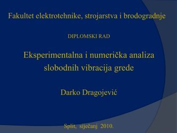 Eksperimentalna i numerička analiza slobodnih vibracija grede