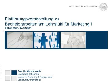 Betreuungskonzept - Lehrstuhl für Marketing I - Universität Hohenheim