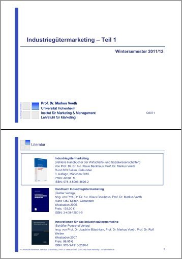 Industriegütermarketing – Teil 1 - Lehrstuhl für Marketing I ...