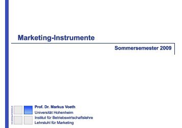 Vorlesungsunterlagen aus dem SS 2009 - Lehrstuhl für Marketing I ...