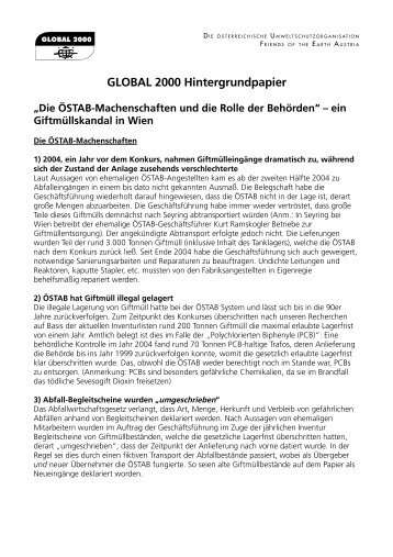 GLOBAL 2000 Hintergrundpapier „Die ÖSTAB ... - Marktcheck.at