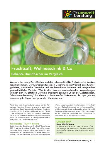 Fruchtsaft, Wellnessdrink & Co - Umweltberatung