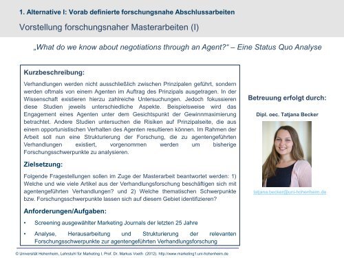 Master-Thesis und Diplomarbeiten im Fach Marketing - Lehrstuhl für ...