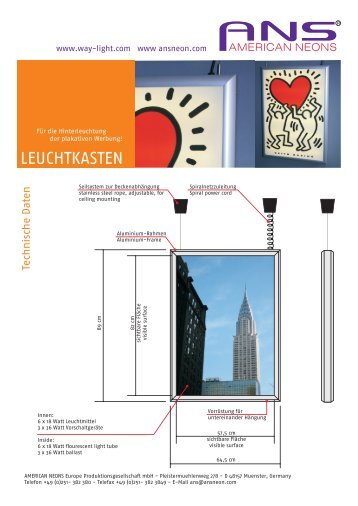 Leuchtkasten Datenblatt - American Neons