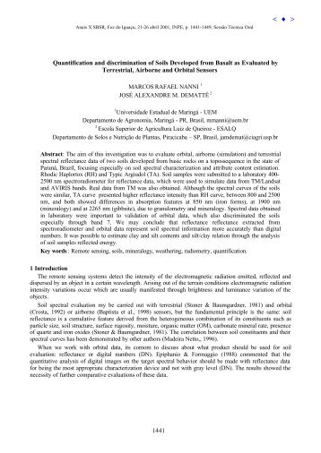 166 - Quantification and discrimination of Soils Developed ... - Inpe