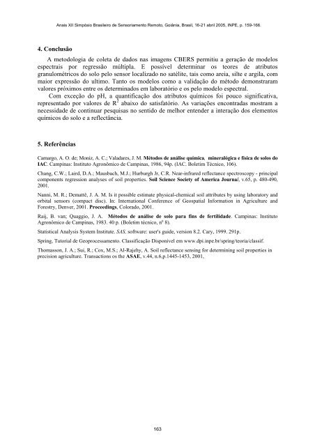 Satélite CBERS-2 na determinação de teores de ... - marte:80 - Inpe