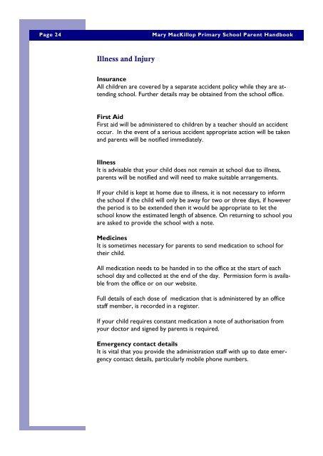 Parent Handbook 2013 - Mary Mackillop Primary School