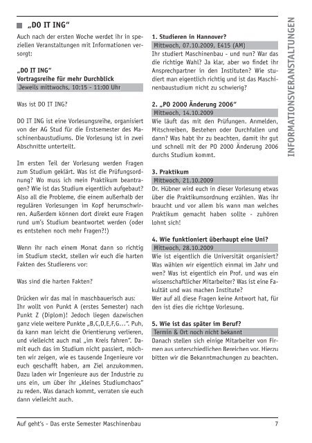 1. Sem. WiSe 2009/2010 - Fachschaft Maschinenbau der Leibniz ...