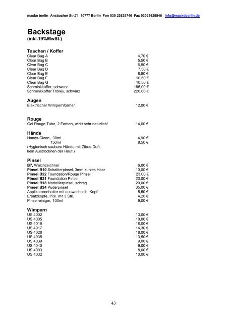 inkl. 19% MwSt. - maske berlin