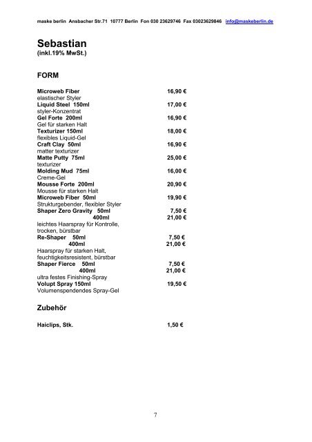 inkl. 19% MwSt. - maske berlin