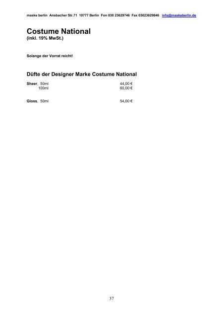 inkl. 19% MwSt. - maske berlin