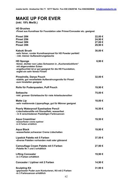 inkl. 19% MwSt. - maske berlin