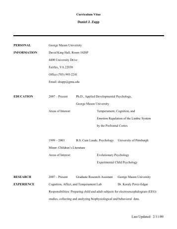 Curriculum Vitae - George Mason University