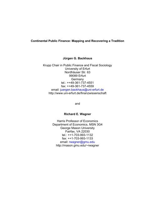 Continental Public Finance - George Mason University