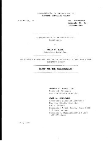 462 Mass. 591 - Appellant Commonwealth Brief - Mass Cases