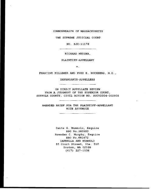 465 Mass. 102 - Appellant Medina Brief - Mass Cases