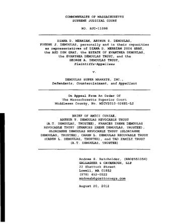 464 Mass. 721 - Amicus Demoulas Brief - Mass Cases