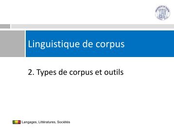 Introduction à la linguistique de corpus - masterfle