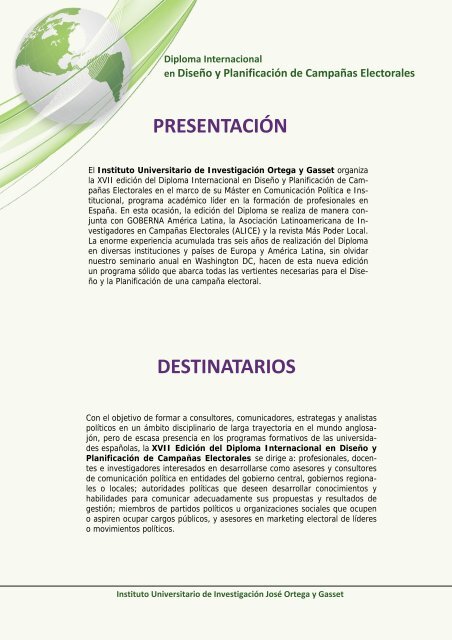 DIPLOMA INTERNACIONAL en Diseño y Planificación de ...