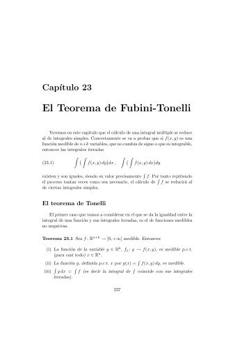 El Teorema de Fubini-Tonelli