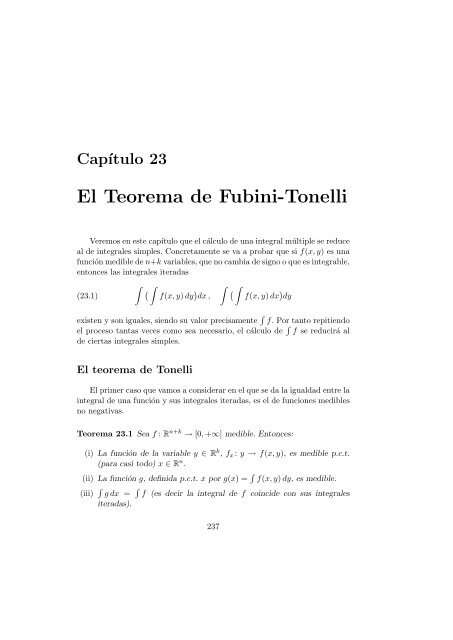 El Teorema de Fubini-Tonelli