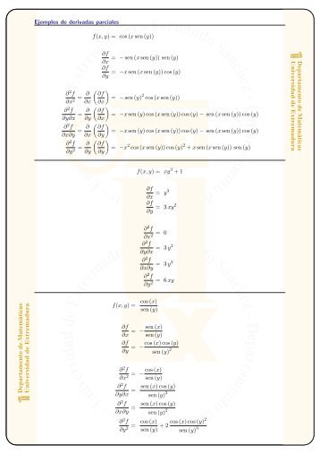 Ejemplos de derivadas parciales - Departamento de Matemáticas ...