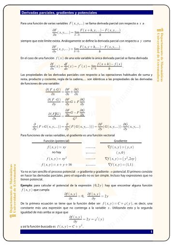 Derivadas parciales, gradientes y potenciales. - Departamento de ...