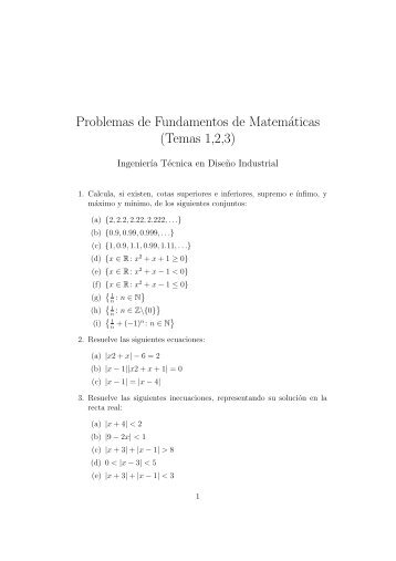 Problemas de Fundamentos de Matemáticas (Temas 1,2,3)