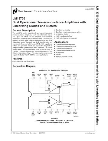 LM13700 Dual Operational Transconductance ... - HTL Wien 10