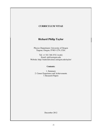 Richard Philip Taylor - Materials Science Institute - University of ...
