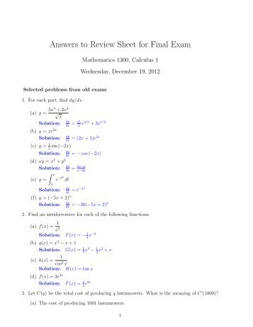 Answers to Review Sheet for Final Exam