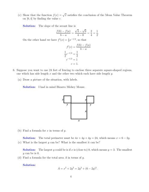 Math 1300 Fall 2012 Exam #3 Solutions 1. Multiple Choice. (a ...