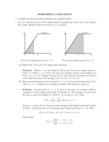WORKSHEET 12 SOLUTIONS 1. Consider the piecewise-linear ...