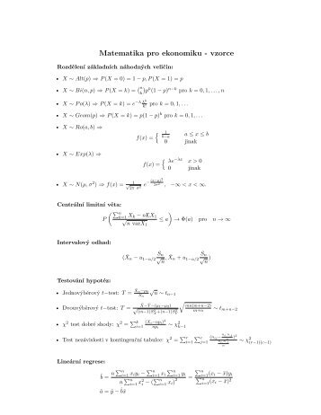 Matematika pro ekonomiku - vzorce