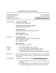 Curriculum Vitae - Department of Mathematics