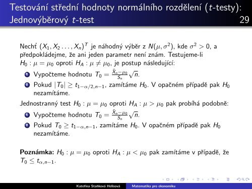 Matematika pro ekonomiku - Statistika, regresní analýza, náhodné ...