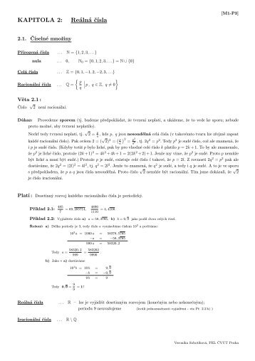 KAPITOLA 2: Reálná čísla