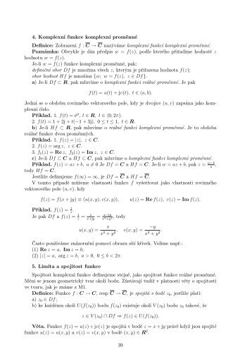 Komplexní funkce a derivace