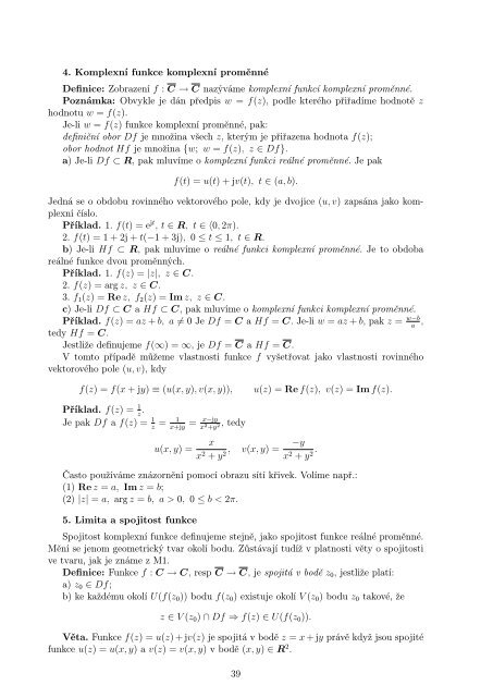 Komplexní funkce a derivace