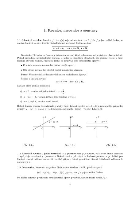 1. Rovnice, nerovnice a soustavy