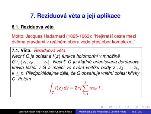 Lecture notes 2011 (slides), pdf.file - Katedra matematiky FEL ČVUT